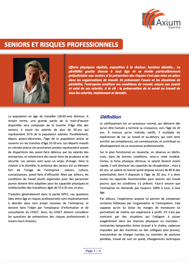 Seniors et risques professionnels