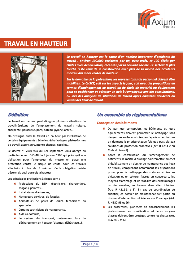 Risque travail en hauteur 